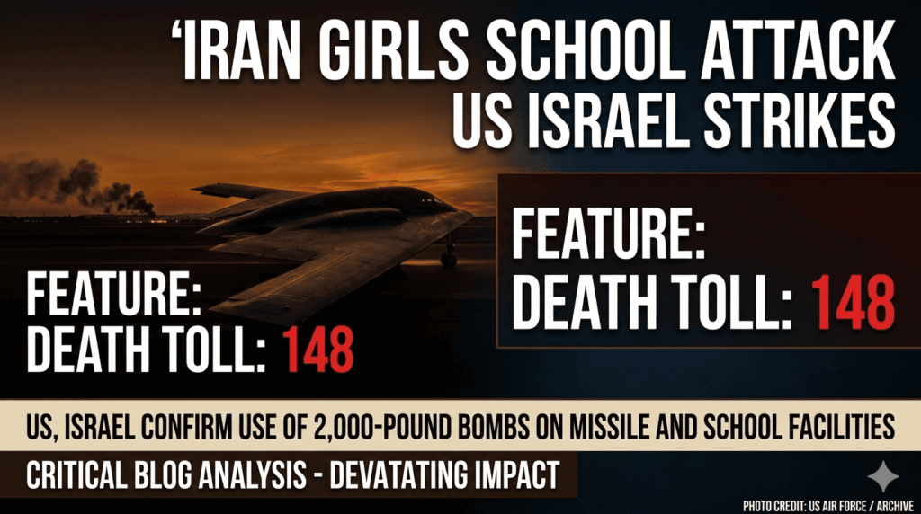 Destroyed girls' elementary school in Minab, Iran, where Iran girls school attack US Israel strikes death toll 148 confirmed, showing rubble, rescue workers, and children's belongings amid debris.